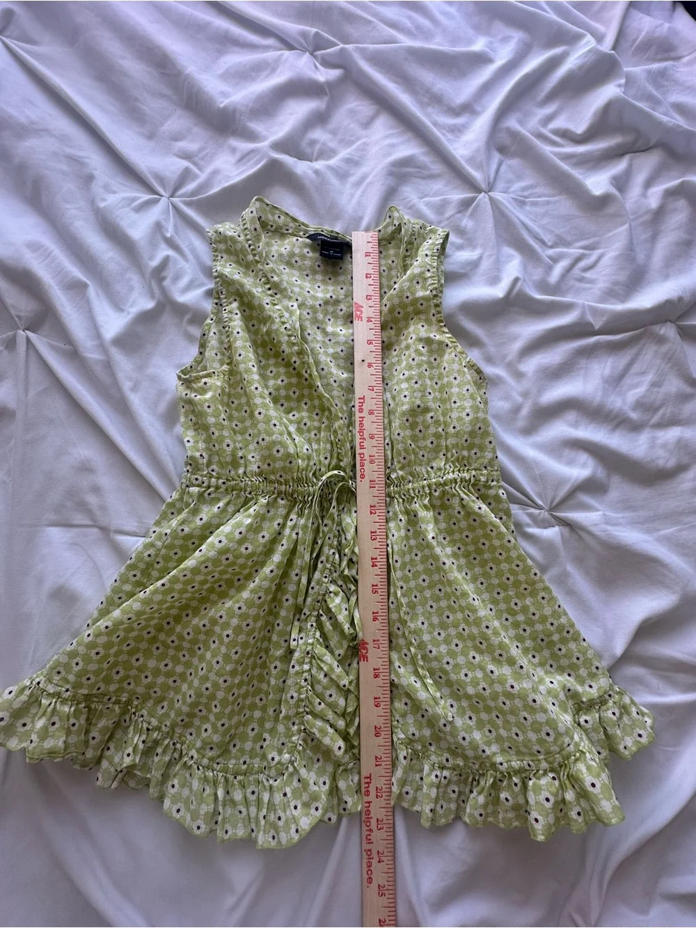 Moda International Lime Green Daisy Drawstring Ruffle Dress - Picture 2 of 4